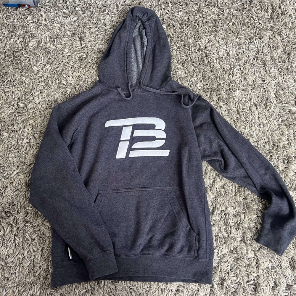 TB12 Charcoal Hoodie with Logo